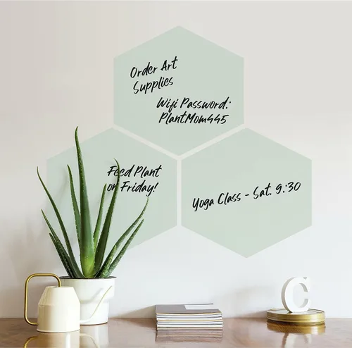 Miniatura 5 de RoomMates RMK4855SCM - Calcomanías hexagonales de borrado en seco para pared, color salvia claro