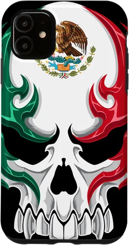 Miniatura 8 de iPhone 13 Pro Max Bandera de México - Estilo tribal de calavera mexicana - Funda hecha en México
