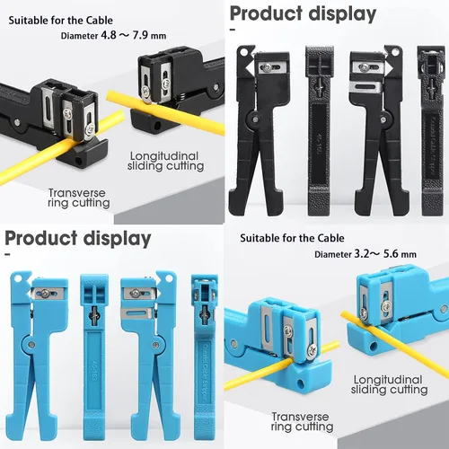 Miniatura 4 de 2 piezas de cortador de pelado de cables coaxiales, pelacables coaxiales, pelacables de fibra óptica, cortador de cable, crimpadora, 1 pieza 45-163