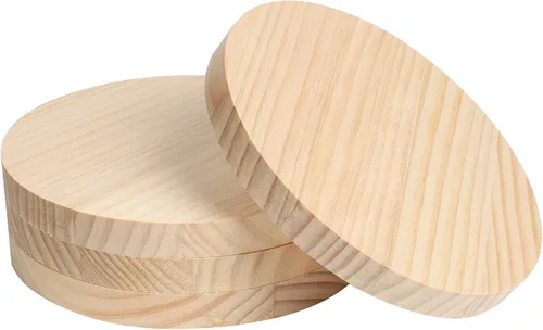 Miniatura 13 de Paquete de 4 placas redondas de madera de 8 pulgadas, placa circular de madera sin terminar de 3/4 pulgadas de grosor, base de posavasos de madera