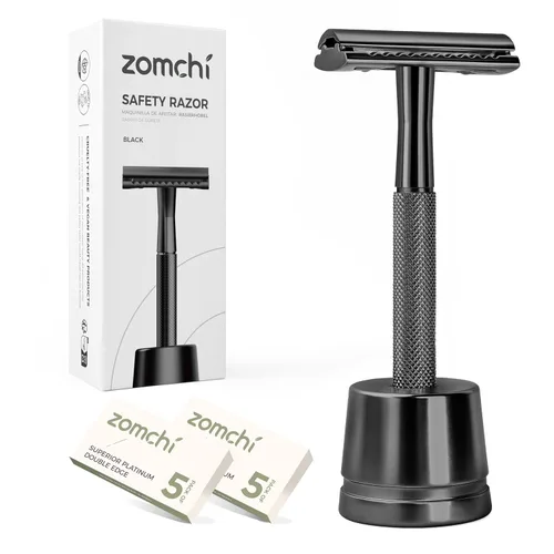 Miniatura 18 de Maquinilla de afeitar de seguridad de doble borde con mango de textura,Maquinilla de afeitar de metal para hombres y mujeres,Se adapta a todas