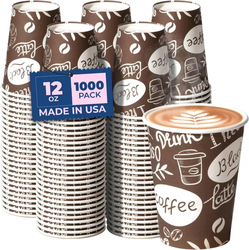 Miniatura 13 de Fit Meal Prep Tazas de café de 8 onzas, 500 unidades, taza caliente a prueba de fugas, taza de café de papel desechable a granel para bebidas