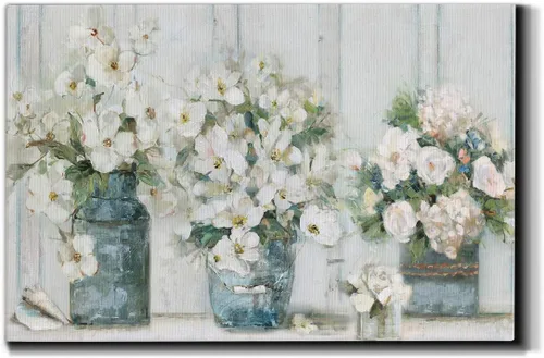 Miniatura 28 de Lienzo de arte de pared de paisaje abstracto con flores y bosque moderno, cuadros de arte para decoración de sala de estar, cocina, baño, oficina
