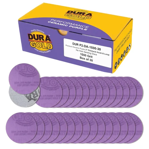 Miniatura 6 de Dura-Gold Discos de lijado de cerámica de película morada de grano 180 prémium de 2 pulgadas, caja de 30 – papel de lija con soporte de gancho