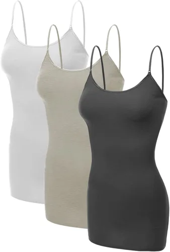 Miniatura 112 de Emmalise Camisola larga casual básica para mujer, con tirantes ajustables, top en capas