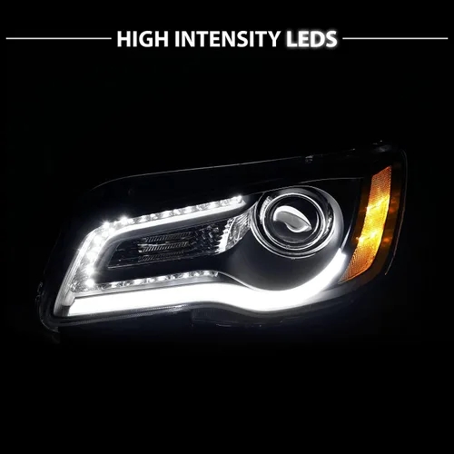 Miniatura 6 de AmeriLite Par de faros delanteros para faros delanteros de tubo LED negro para Chrysler 300 Sedan OE+ 2011-2014, lado del pasajero y del conductor