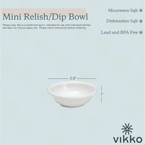 Miniatura 2 de Vikko Mini cuencos blancos, juego de 6 tazas de porcelana para salsa, cuencos para preparar cocinar, cuencos redondos apilables para especias, mini