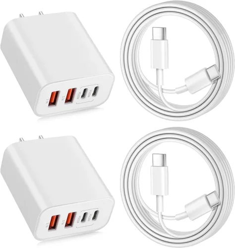 Miniatura 10 de Cargador A/C de doble puerto para iPhone 17 16 15, doble cargador USB A/C, bloque de carga rápida, paquete de 2 cargadores USB C rápidos de carga