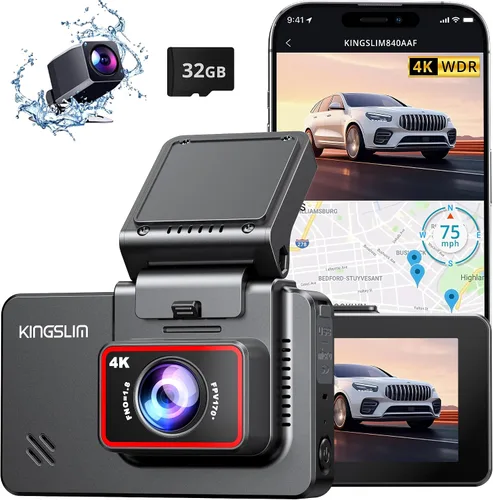 Miniatura 10 de Cámara de salpicadero Kingslim D4PRO delantera y trasera - Cámara de salpicadero dual para coche 4K + 2K con WiFi GPS, grabación interior opcional