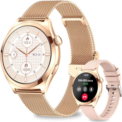 Miniatura 10 de Relojes inteligentes para mujer, 1.27 pulgadas, pantalla táctil TFT, reloj inteligente para responder/hacer llamadas, seguimiento de actividad