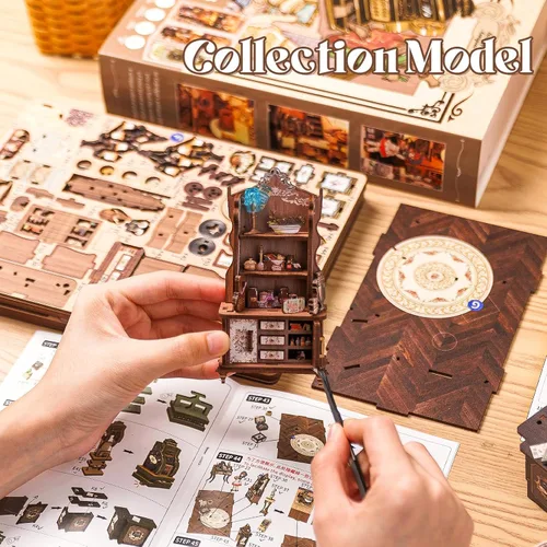 Miniatura 4 de Kit de rincón de libros Fsolis, kit de manualidades para casa de muñecas en miniatura para adultos, decoración para estantería, cumpleaños