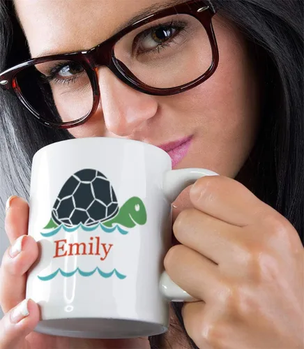 Miniatura 5 de Taza de café personalizada de 11 onzas con nombre personalizado de tortuga Sea Life D Taza de té de cerámica blanca