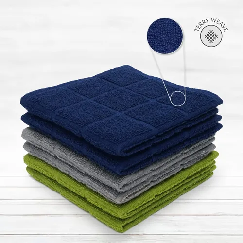 Miniatura 3 de Paño de cocina y toalla de cocina de rizo 100% algodón, paquete de 6, toallas de cocina súper suaves y absorbentes, perfectas para limpieza