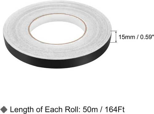 Miniatura 2 de uxcell Adhesivo autoadhesivo de aluminio de 0.59 pulgadas x 164 pies, tira de cinta adhesiva impermeable para pared, gabinete, cocina, color negro