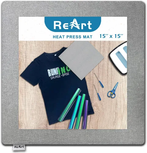 ReArt 15" x 15" Alfombrilla de prensa de calor para Cricut EasyPress, aplicable a ambos lados - Alfombrilla para máquinas de prensa de calor, HTV y