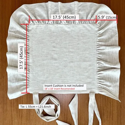Miniatura 3 de Funda para Cojín de Silla Coreana 44 x 44 cm, con Lazos y Volantes, Decoración de Granja, Solo Fundas, Regalo para Mamá (Beige Sólido)
