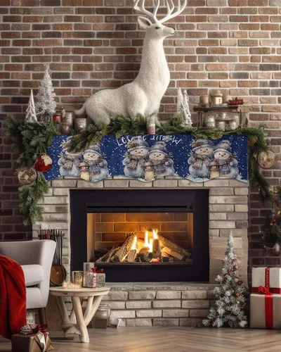 Miniatura 2 de Funda para bufanda de chimenea de muñeco de nieve de invierno, para Navidad, Halloween, Acción de Gracias, otoño, decoración de interiores, Navidad