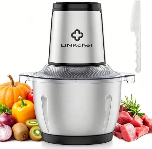 Miniatura 11 de LINKChef Procesador de alimentos, mini picadora de alimentos de 6 tazas, picadora de carne eléctrica de 250 W con cuchillas de acero inoxidable