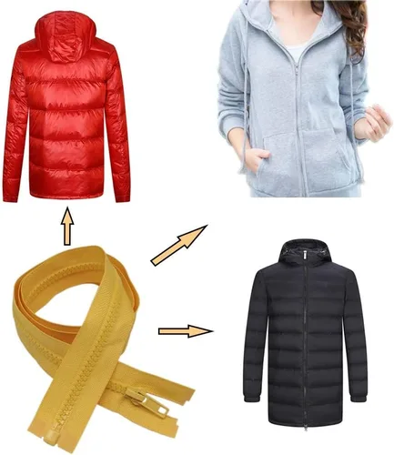 Miniatura 4 de YaHoGa 2 piezas cremalleras separadoras #5 de 30 pulgadas para coser abrigos y chaquetas, cremalleras de plástico moldeado amarillo a granel