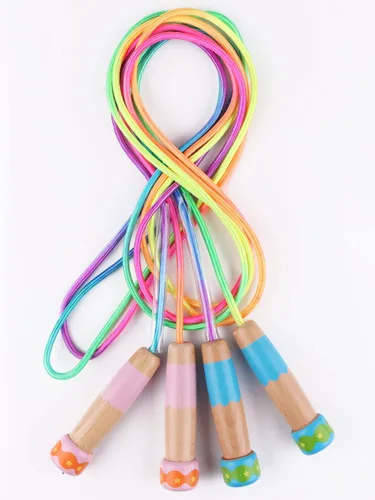 Miniatura 5 de Cuerda de Saltar para Niños, Lorvain Cuerda de Saltar Ajustable, Cuerdas de Saltar para Niños con Mango de Madera para Niñas y Niños, Cuerdas