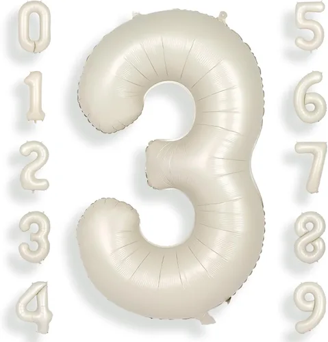 Miniatura 38 de SUWEN Globos de helio grandes de 102 cm (40 pulgadas) con letra S en color crema. Globos grandes de papel de aluminio con letra en helio, de A a Z.