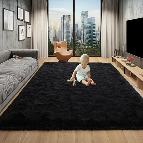 Miniatura 71 de Foxmas - Alfombra para centro de habitación, esponjosa y ultrasuave, para dormitorio, habitación de los niños, habitación del bebé, afelpada, Azul