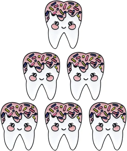 Miniatura 8 de Exceart - Broche de esmalte con forma de dientes diseño de dibujos animados para niñas mujeres niños regalo de fiesta 6