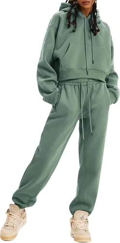 Miniatura 94 de Kissonic Conjunto deportivo de forro polar para mujer, 2 piezas, sudadera con capucha y pantalones deportivos