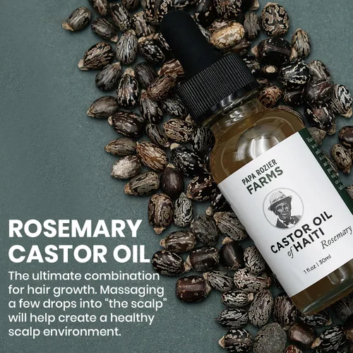 Miniatura 5 de Papa Rozier Farms Aceite de ricino orgánico puro de romero de Haití, prensado en frío, sin hexano, tratamiento para el crecimiento del cabello