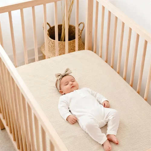 Miniatura 3 de Lulu Moon - Sábanas de muselina para cuna, sábanas bajeras para cuna para niños y niñas, 28 x 52 pulgadas, paquete de 2 Melocotón y crema