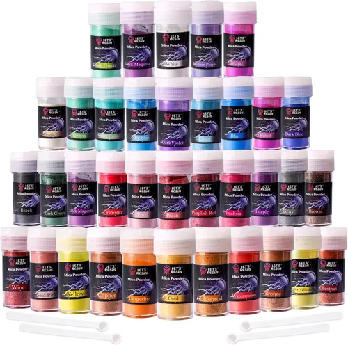 Miniatura 7 de LET'S RESIN Polvo de Mica de 60 Colores, Pigmento Perlado Natural en Polvo para Resina Epoxi/Resina UV para Fabricación de Velas, Tinte de Pigmento