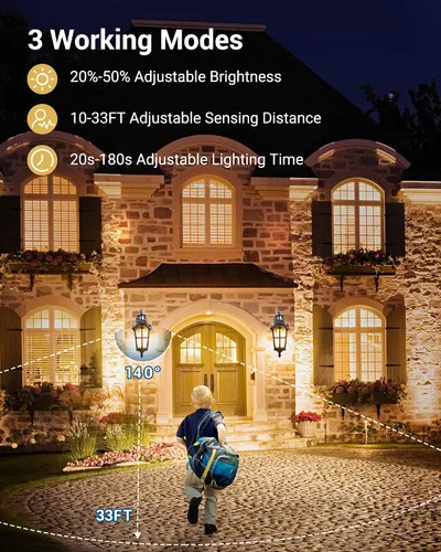 Miniatura 4 de DEWENWILS Paquete de 3 luces de pared para exteriores con sensor de movimiento