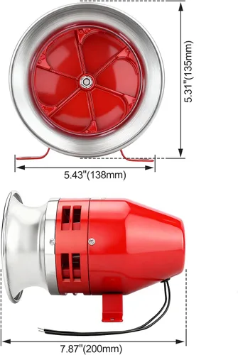 Miniatura 2 de Baomain MS-390 110V AC 0.93A Motor Siren - 125dB alarma industrial con carcasa metálica para sistemas de seguridad y alertas de emergencia