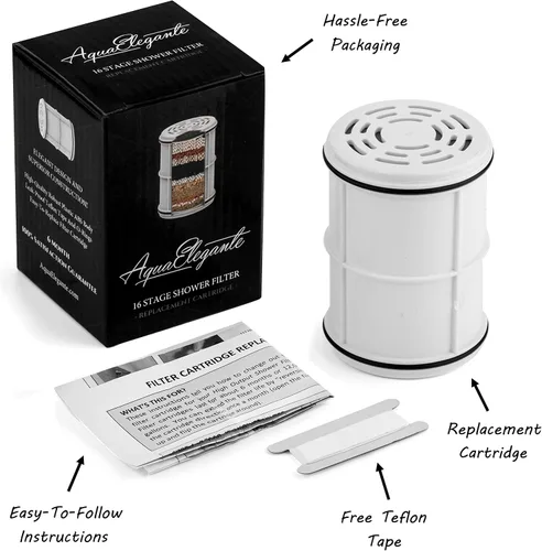 Miniatura 6 de Aqua Elegante Filtro de ducha de 16 etapas, filtros de agua universales para eliminar el cloro y los minerales duros, purificador de baño y el mejor