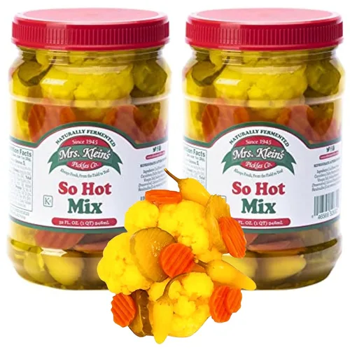 32 Oz. Verduras Frescas en Escabeche, 2 Frascos, Mezcla Muy Picante de Trozos de Coliflor, Zanahorias, Pepinillos Picantes y Pimientos Chilito en