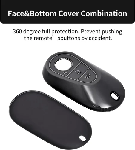 Miniatura 4 de OFFCURVE Funda para llavero de coche compatible con Benz C + llavero, Negro