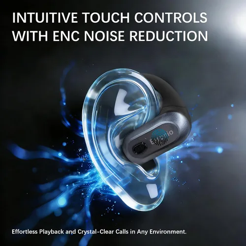 Miniatura 6 de Essonio Auriculares abiertos inalámbricos Bluetooth 6.0, DT9.0 con sonido direccional con ganchos para las orejas 35H tiempo de reproducción ENC