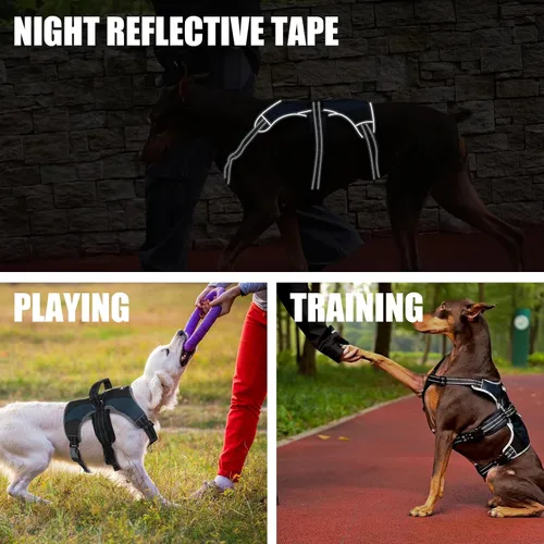 Miniatura 6 de Mihachi Arnés para perros pequeños, chaleco de servicio sin tirones a prueba de escapes, con tiras reflectantes y asa de control, ajustable