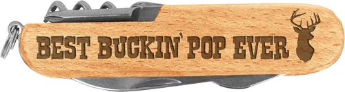 Miniatura 5 de Cuchillo Gramps Best Buckin' Gramps Ever Grabado con láser Madera Oscura 6 funciones Cuchillo de bolsillo Multiherramienta