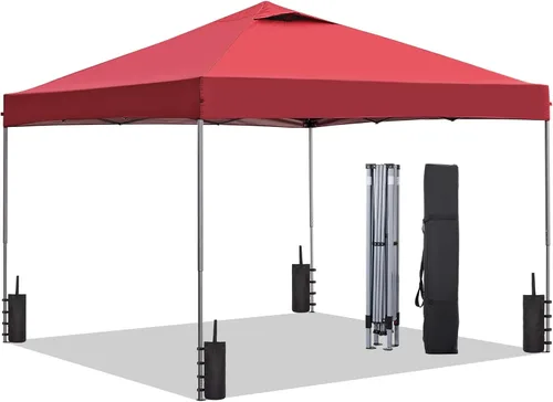 Miniatura 20 de GDY 10x10FT Pop-Up Canopy Tent — with 4-Side Walls & Vented Top, Portable Outdoor Event Tent for Garden, Poolside, Parks, Parties,Camping, White.
