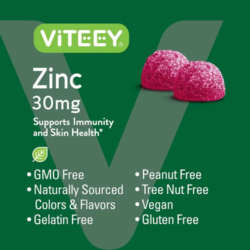Miniatura 5 de Viteey Gomitas de zinc para mujeres y hombres, suplemento de apoyo inmunológico, 30 mg, vegano, sin gelatina, sin OMG, 60