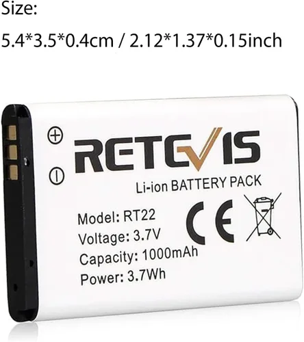 Miniatura 2 de Retevis RT22 RT22S RT15 RT19 Batería de radio bidireccional 3.7 V 1000 mAh Batería original de iones de litio compatible con Walkie Talkies RT22