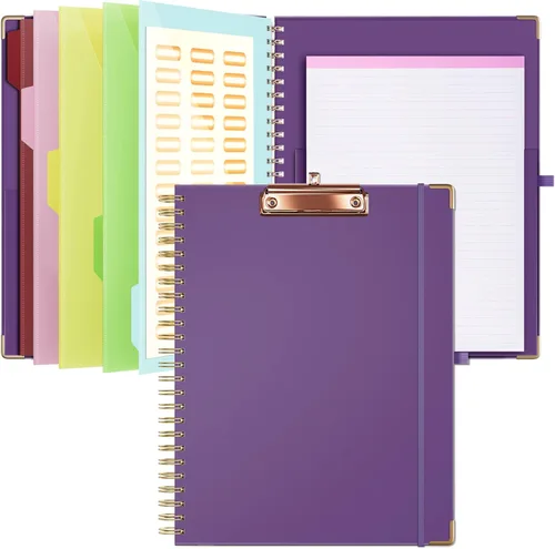 Miniatura 13 de Ospelelf Folio portapapeles con bloc de notas para tamaño carta, carpeta portapapeles con almacenamiento, 5 carpetas con 10 bolsillos, cierre Tarot