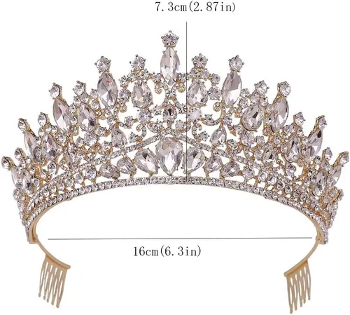 Miniatura 5 de Tiara y corona con peine para mujeres y niñas, diadema plateada, diamantes de imitación, novia, boda, graduación, cumpleaños, cosplay