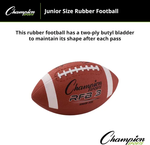 Miniatura 4 de Champion Sports Rubber Football Durable All-Weather Football with Enhanced Grip - Backyard Play & Training Pee Wee to Official Sizes
