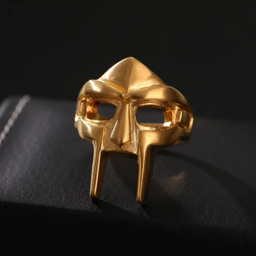 Miniatura 2 de Yumikoo Doom - Anillo de máscara dorado - Anillos de acero inoxidable de titanio para hombre