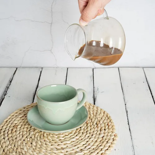 Miniatura 5 de Bosmarlin Juego de 2 Tazas de Capuchino y Platillo de Cerámica, 10 Oz, Tazas de Café para Café con Leche, Espresso, Té, Aptas para Lavavajillas