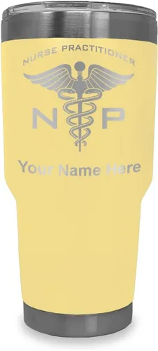 Miniatura 8 de LaserGram NP Nurse Practioner - Vaso aislado al vacío de 20 onzas, grabado personalizado incluido (negro)