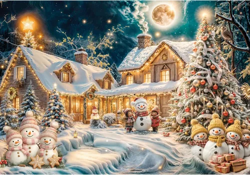 Miniatura 6 de Anatolian Puzzle - Colección de sellos de gato de Navidad, rompecabezas de 1000 piezas, #1103
