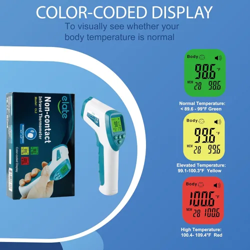 Miniatura 6 de Elate Termómetro de frente Termómetro digital infrarrojo sin contacto para adultos, niños y bebés con alarma de fiebre Grado médico